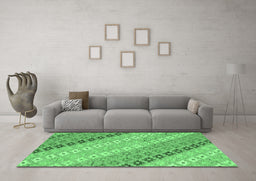 Machine Washable Southwestern Emerald Green Country Area Rugs in a Living Room,, wshcon2075emgrn