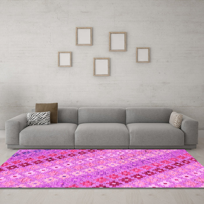 Machine Washable Southwestern Pink Country Rug in a Living Room, wshcon2075pnk