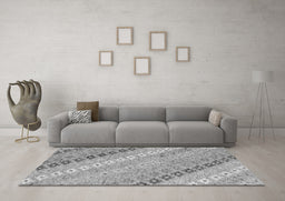 Machine Washable Southwestern Gray Country Rug in a Living Room,, wshcon2075gry