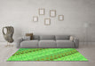 Machine Washable Southwestern Green Country Area Rugs in a Living Room,, wshcon2075grn