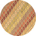 Round Machine Washable Southwestern Brown Country Rug, wshcon2075brn