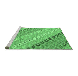 Sideview of Machine Washable Southwestern Emerald Green Country Area Rugs, wshcon2075emgrn