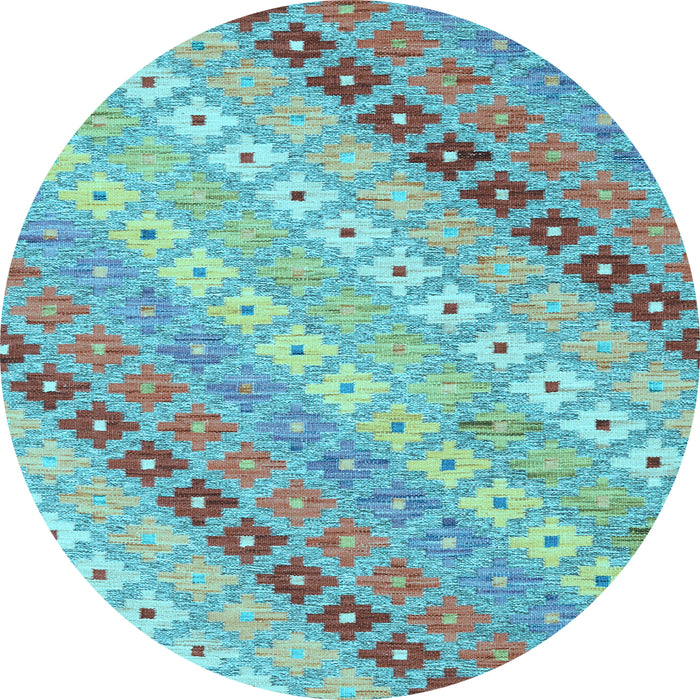 Round Southwestern Light Blue Country Rug, con2075lblu