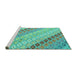 Sideview of Machine Washable Southwestern Turquoise Country Area Rugs, wshcon2075turq
