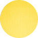 Round Machine Washable Abstract Yellow Contemporary Rug, wshcon2076yw