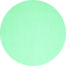 Round Abstract Turquoise Contemporary Rug, con2076turq