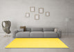 Machine Washable Abstract Yellow Contemporary Rug in a Living Room, wshcon2076yw