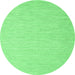 Round Machine Washable Abstract Emerald Green Contemporary Area Rugs, wshcon2077emgrn