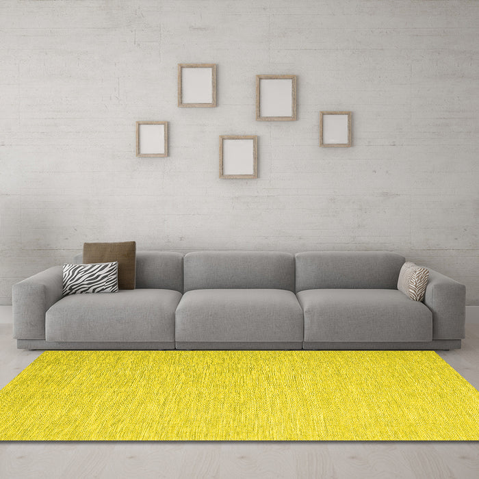 Machine Washable Abstract Yellow Contemporary Rug in a Living Room, wshcon2077yw