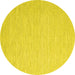 Round Machine Washable Abstract Yellow Contemporary Rug, wshcon2077yw