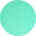 Round Machine Washable Abstract Turquoise Contemporary Area Rugs, wshcon2077turq