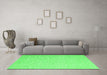 Machine Washable Abstract Green Contemporary Area Rugs in a Living Room,, wshcon2077grn