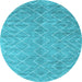 Round Machine Washable Abstract Light Blue Contemporary Rug, wshcon2078lblu