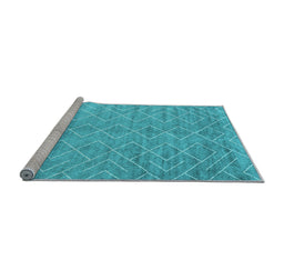 Sideview of Machine Washable Abstract Light Blue Contemporary Rug, wshcon2078lblu