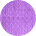 Round Abstract Purple Contemporary Rug, con2078pur