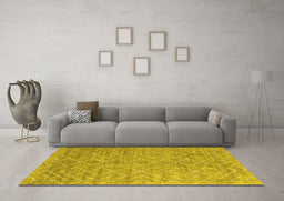 Machine Washable Abstract Yellow Contemporary Rug in a Living Room, wshcon2078yw