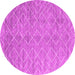 Round Machine Washable Abstract Pink Contemporary Rug, wshcon2078pnk