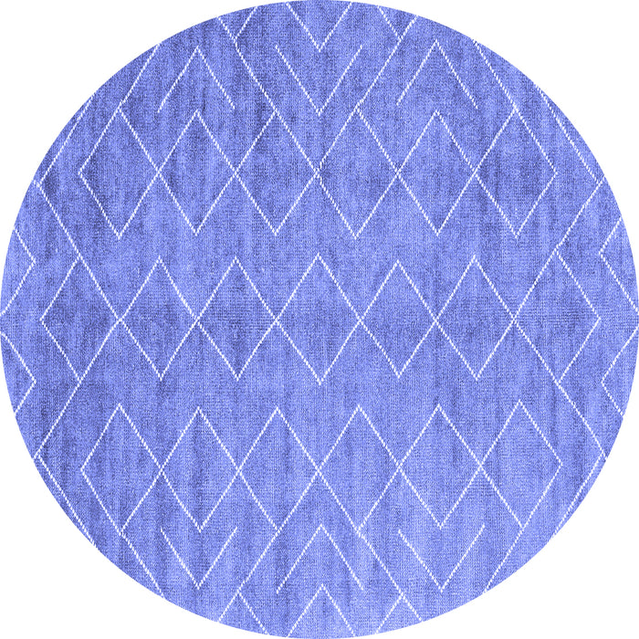 Round Machine Washable Abstract Blue Contemporary Rug, wshcon2078blu