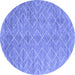 Round Machine Washable Abstract Blue Contemporary Rug, wshcon2078blu