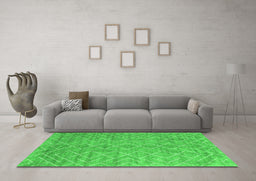 Machine Washable Abstract Green Contemporary Area Rugs in a Living Room,, wshcon2078grn