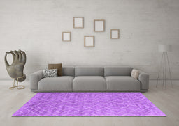 Machine Washable Abstract Purple Contemporary Area Rugs in a Living Room, wshcon2078pur