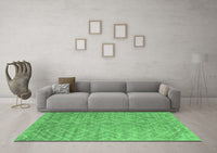 Machine Washable Abstract Emerald Green Contemporary Rug, wshcon2078emgrn