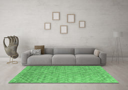 Machine Washable Abstract Emerald Green Contemporary Area Rugs in a Living Room,, wshcon2078emgrn