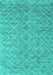 Machine Washable Abstract Turquoise Contemporary Area Rugs, wshcon2078turq