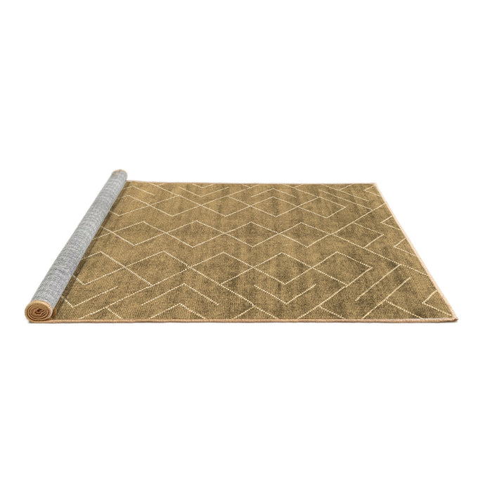 Sideview of Machine Washable Abstract Brown Contemporary Rug, wshcon2078brn