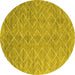 Round Abstract Yellow Contemporary Rug, con2078yw