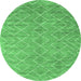 Round Abstract Emerald Green Contemporary Rug, con2078emgrn