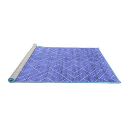 Sideview of Machine Washable Abstract Blue Contemporary Rug, wshcon2078blu