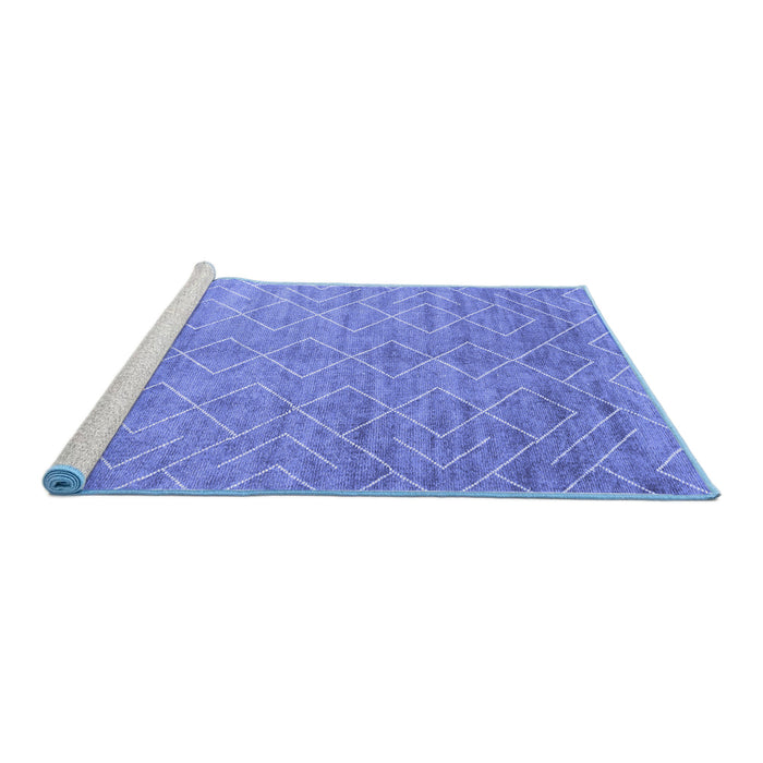 Sideview of Machine Washable Abstract Blue Contemporary Rug, wshcon2078blu
