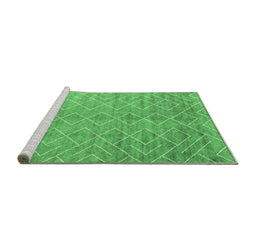 Sideview of Machine Washable Abstract Emerald Green Contemporary Area Rugs, wshcon2078emgrn