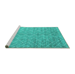 Sideview of Machine Washable Abstract Turquoise Contemporary Area Rugs, wshcon2078turq