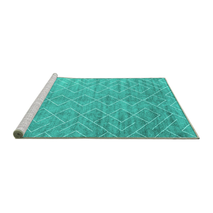Sideview of Machine Washable Abstract Turquoise Contemporary Area Rugs, wshcon2078turq