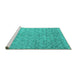 Sideview of Machine Washable Abstract Turquoise Contemporary Area Rugs, wshcon2078turq