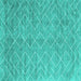 Square Machine Washable Abstract Turquoise Contemporary Area Rugs, wshcon2078turq