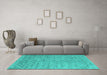 Machine Washable Abstract Turquoise Contemporary Area Rugs in a Living Room,, wshcon2078turq