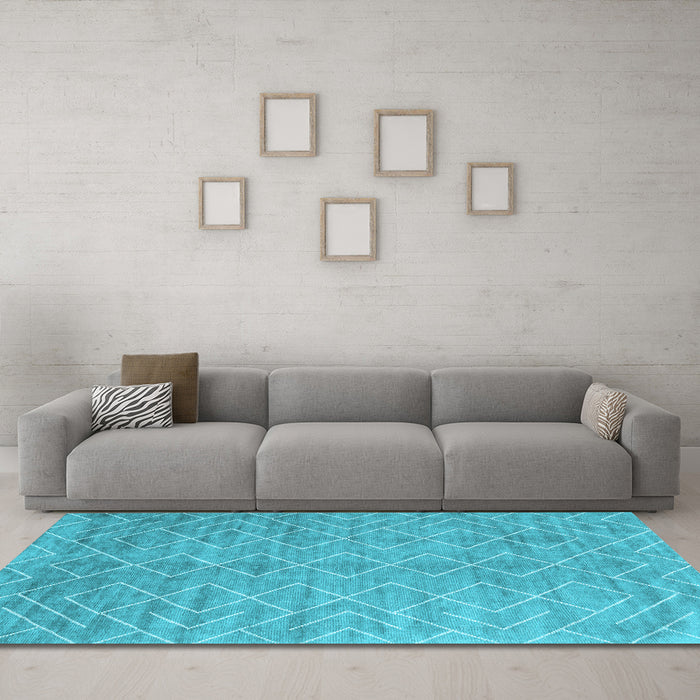 Machine Washable Abstract Light Blue Contemporary Rug in a Living Room, wshcon2078lblu