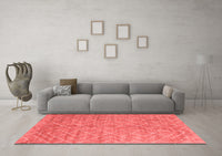 Machine Washable Abstract Red Contemporary Rug, wshcon2078red