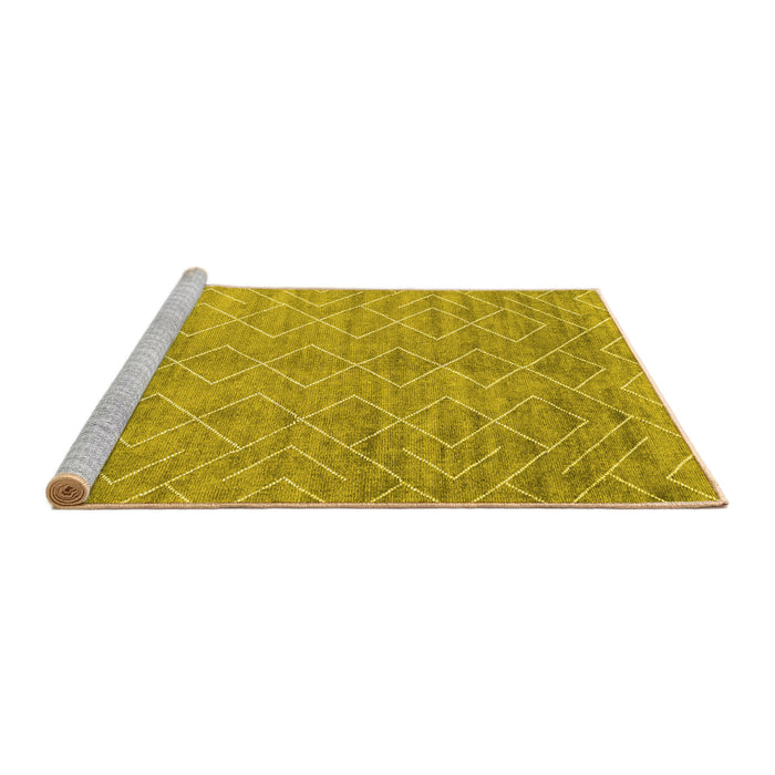 Sideview of Machine Washable Abstract Yellow Contemporary Rug, wshcon2078yw