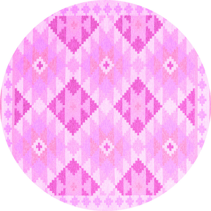 Round Southwestern Pink Country Rug, con2079pnk