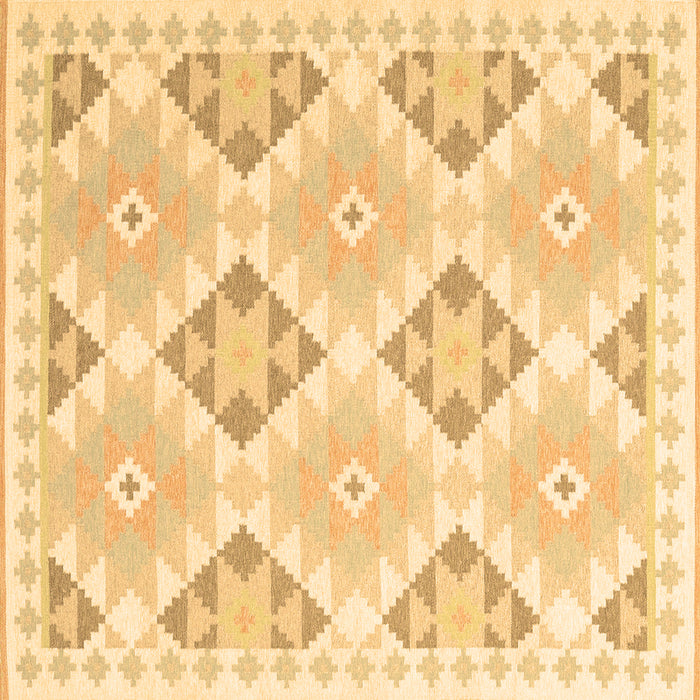 Square Machine Washable Southwestern Brown Country Rug, wshcon2079brn