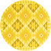 Round Southwestern Yellow Country Rug, con2079yw