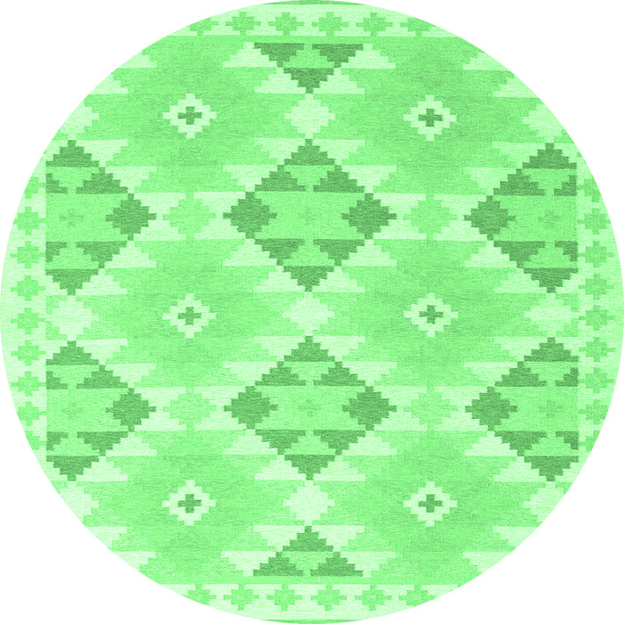 Round Southwestern Emerald Green Country Rug, con2079emgrn