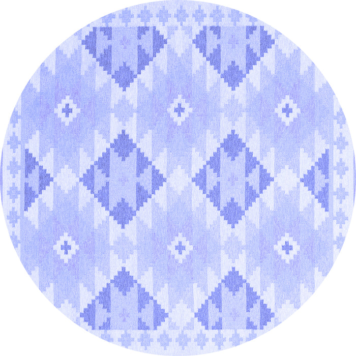 Round Southwestern Blue Country Rug, con2079blu