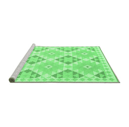 Sideview of Machine Washable Southwestern Emerald Green Country Area Rugs, wshcon2079emgrn