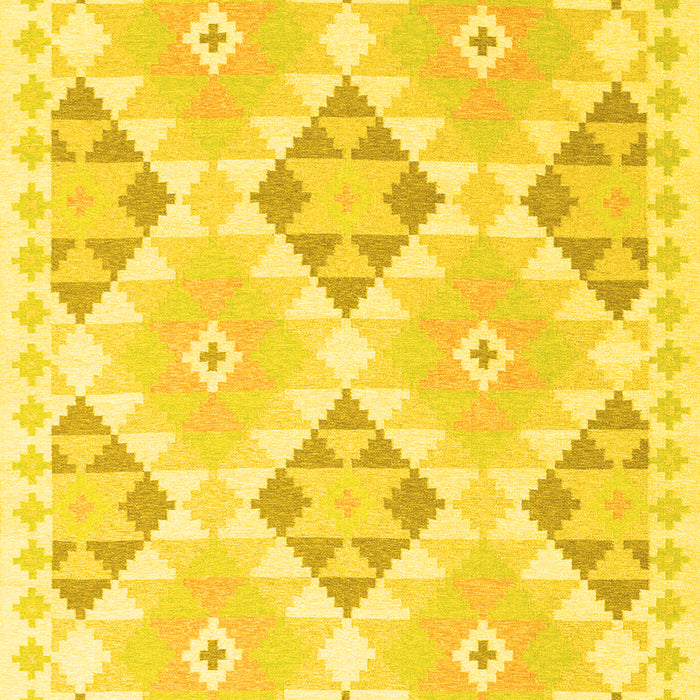 Machine Washable Southwestern Yellow Country Rug, wshcon2079yw