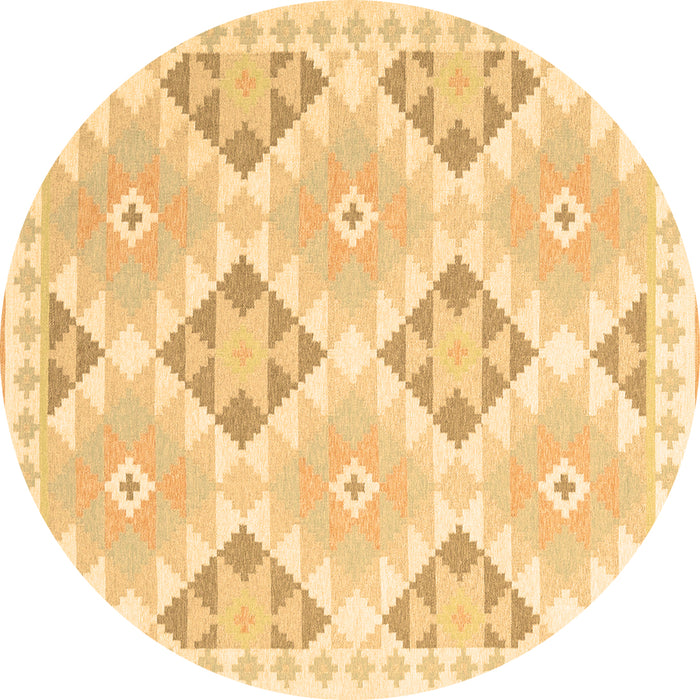 Round Southwestern Brown Country Rug, con2079brn